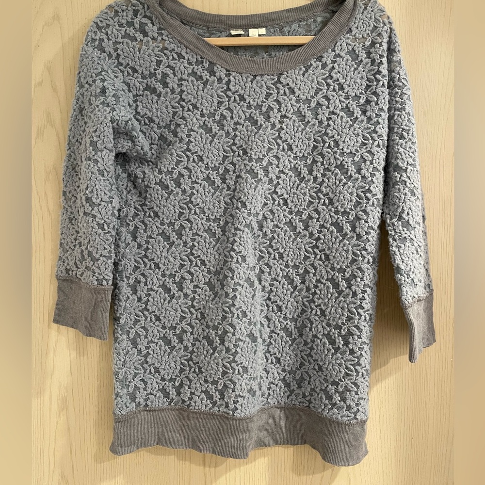 Anthropologie Elevenses Lace Sweatshirt
